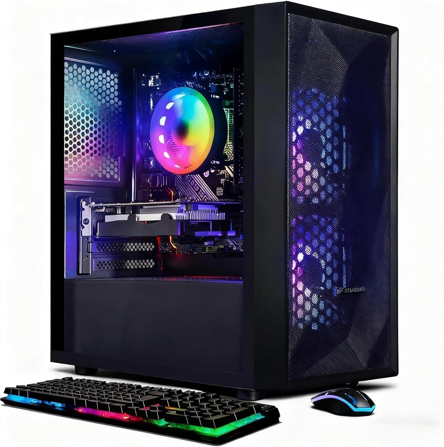 Stgaubron Gaming PC Desktop Computer, Intel Core I7 up to 3.9Ghz, Radeon RX 580 8G, 32GB RAM, 512GB SSD, Wifi 6, BT 5.0, RGB Fan X3, Windows 11 Home, White
