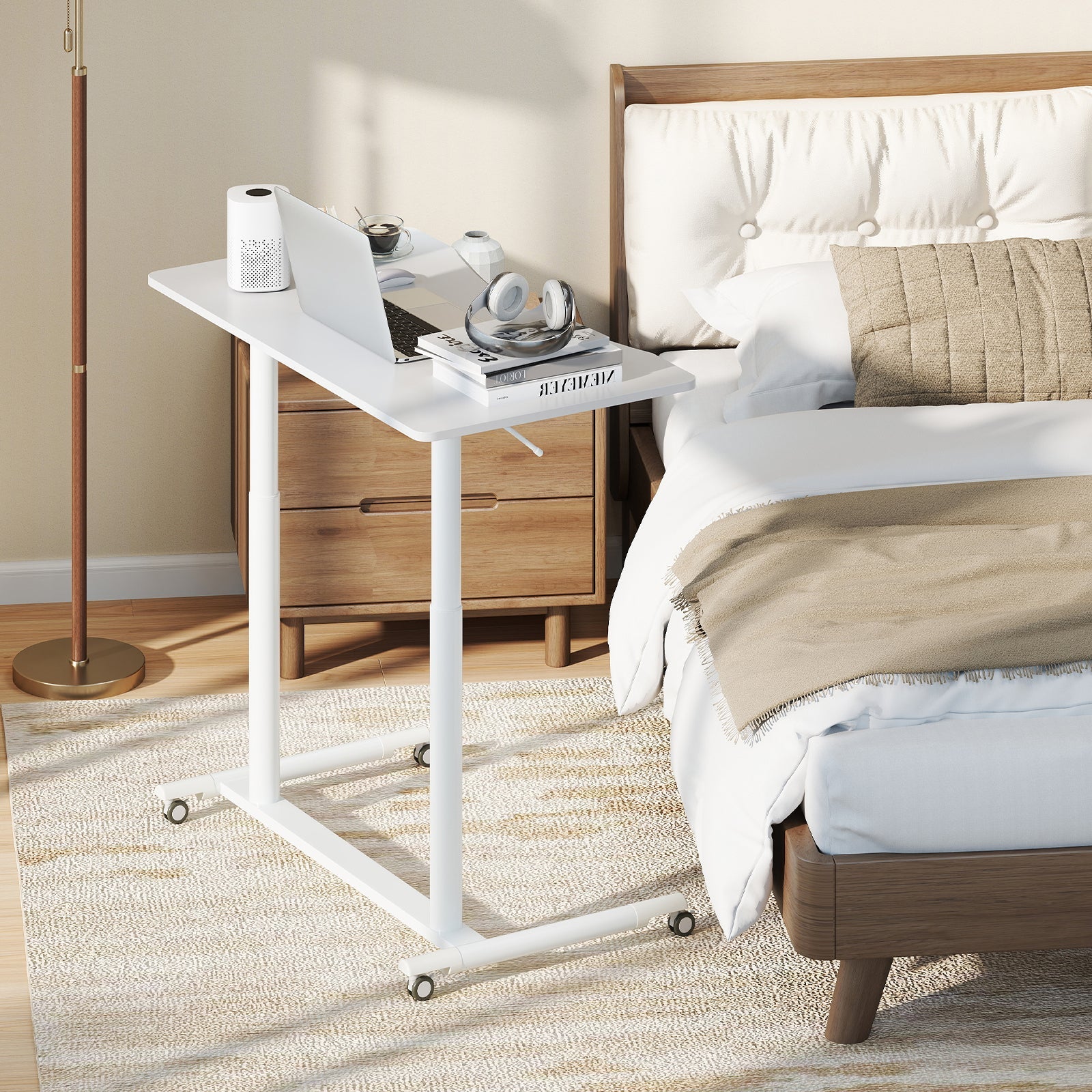 Height Adjustable Computer Desk Sit to Stand Rolling